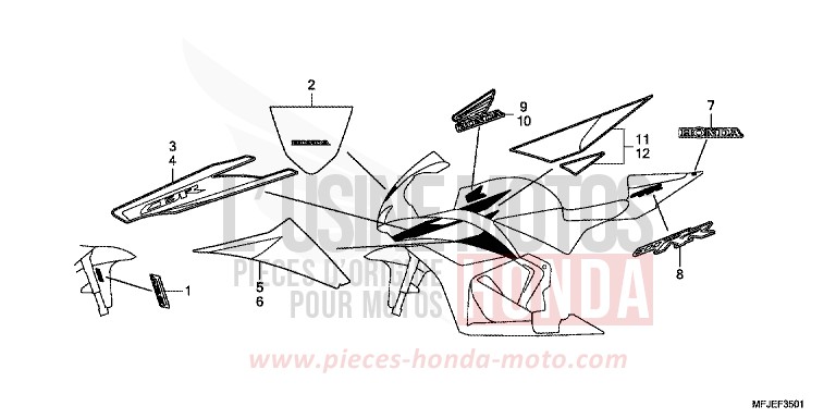 MARKE/STREIFEN (2) von CBR600RR ABS VICTORY RED (R334) von 2012